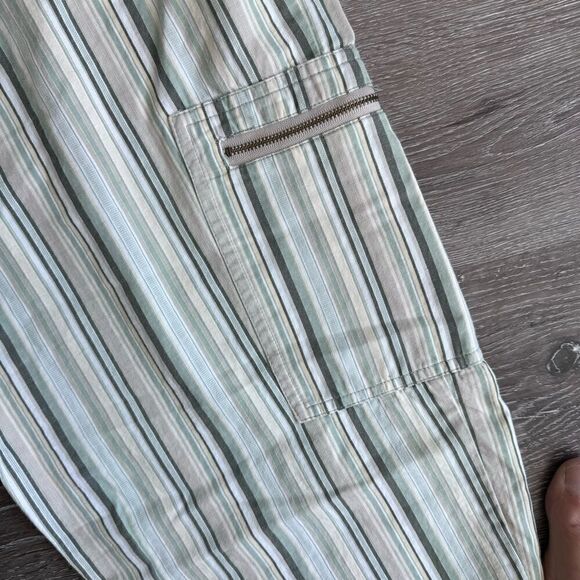Bay Studio Khakis Green Striped Pants Capri Ankle Cotton Size 12 - Picture 6 of 15